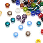 50x Rondelle Lampwork European Beads Large Hole Beads With Rhinestones 13~14x9mm