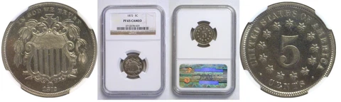 1872 5C SHIELD NICKEL NO RAYS NGC GEM PF65CAM RARITY R6 27/24 HIGHEST GRADES Cover