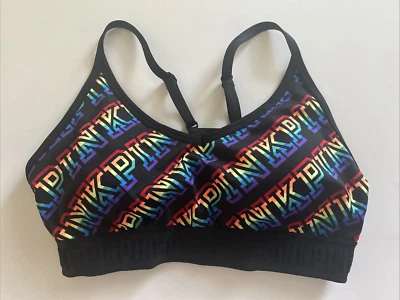 Sutiã esportivo rosa Victoria's Secret Ultimate levemente forrado médio logotipo B80 - Imagem 1 de 4