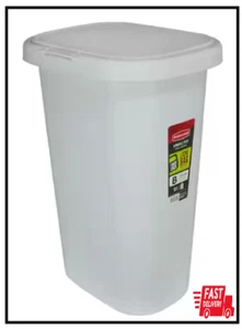 Durable 13 Gallon White Spring-Top Kitchen Trash Can Wastebasket Bag Secure - Picture 1 of 3