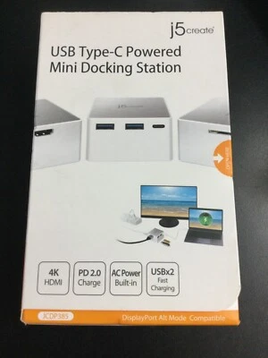 J5Create JCDP385 USB Type-C Powered Mini Docking Station 2724 - Image 1 of 4