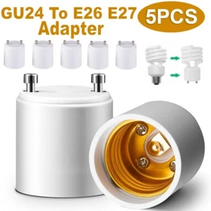 5 Pack GU24 To E26 E27 LED Lamp Adapter Standard Bulb Holder Socket Converter US - Picture 1 of 15