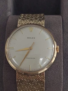 9ct gold Rolex Precision mens watch with 9ct gold integrated bracelet (53g) - Picture 1 of 12
