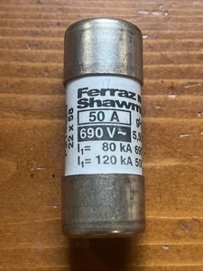 🇺🇸GOULD 22x58mm 50A 690V 80kA 500V 120kA gl-gG Fuse. TESTED - Picture 1 of 3