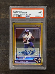 2024 PANINI SCORE GOLD ZONE AUTO ADRIAN PETERSON/50 PSA 9 VIKINGS #188 - Imagen 1 de 2