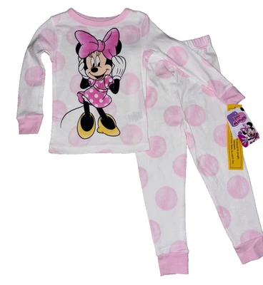 Nuevo Disney MINNIE MOUSE 3T Niñas Pequeñas Pijama Largo Slv Camisa Pantalones PJ Conjunto de 2 Piezas Foto 1 de 4