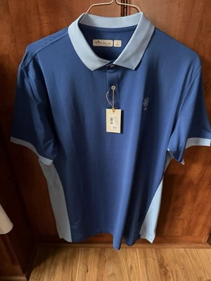 Polo de golf Peter Millar Tour Fit azul grande rendimiento para hombre nuevo con etiquetas Foto 1 de 4
