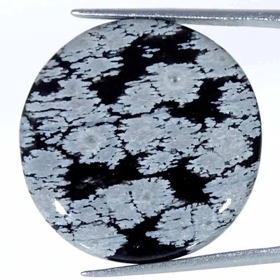 Piedra preciosa suelta cabujón redondo obsidiana copo de nieve natural de 22,80 quilates Foto 1 de 4