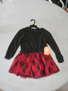 Wonder Nation Kleinkind Mädchen Tutu Kleid mit langen Ärmeln 3T Buffalo kariert rot - Bild 1 von 4