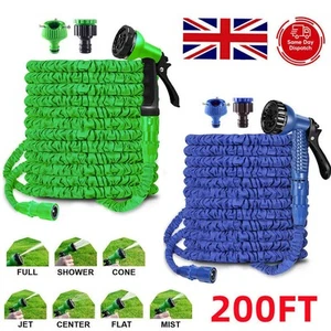 25-200 FT Long Retractable Expandable Expanding Garden Hose Pipe With Spray Gun - Picture 1 of 17