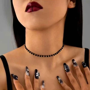 Collier Fantaisie ras du cou en perles facettées noir - Imagen 1 de 3