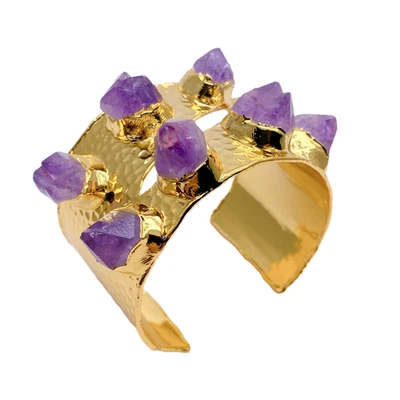 Pulsera druzy amatista natural pulseras de piedra grandes llamativas para mujer regalo Foto 1 de 4