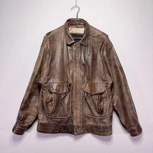 Chaqueta de Cuero Pierre Cardin Años 80 De Colección - Aviador Bombardero - Envejecido - Marrón - MED - Imagen 1 de 10