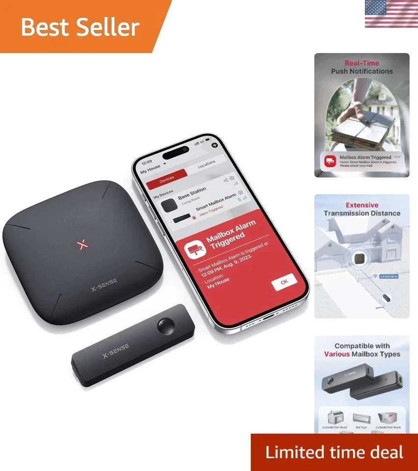 X-Sense Smart Mailbox Alarm Wireless Long Range Mailbox Alert Mailbox Sensor