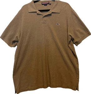 Polo para hombre Vineyard Vines XL manga corta 100 % algodón marrón con ballena azul usado en excelente estado - Imagen 1 de 10
