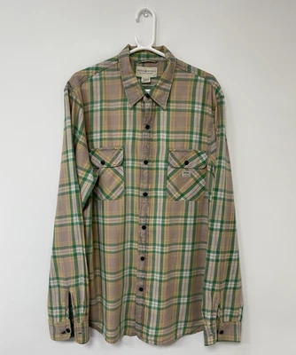 Camisa de manga larga Ralph Lauren Denim Supply beige XL a cuadros abotonados para hombre Foto 1 de 4