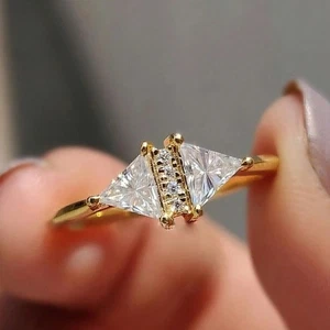 Fashion Cubic Zirconia Wedding Jewelry Women Yellow Gold Plated Rings Size 6-10 - Picture 1 of 6