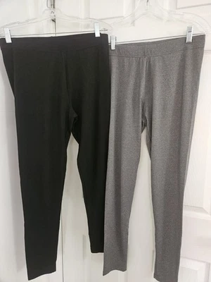 Womens leggings 2 Prs .  Gray And Black . Junior Size Large .  maybe worn once  - Image 1 of 2