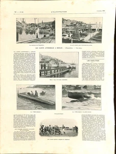 EXPOSITION CANOTS AUTOMOBILES MONACO / RUGBY STADE FRANÇAIS GRAVURE 1904 - Picture 1 of 1