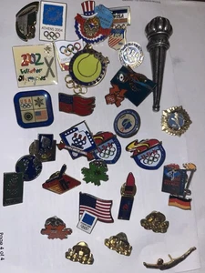 lot of 30 Vintage Olympic Atlanta Athens Salt Lake USA Visa Kodak hat lapel pins - Picture 1 of 18