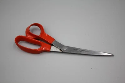 Fiskars 8" Left Hand Scissors Red Plastic Handles Sharp Very Nice Cutting Gift - Image 1 of 3