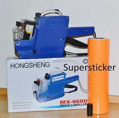 IAMLABELS.COM MX-6600 10 Digits 2 Lines Price Tag Gun labeler +1 Ink + 5000 Orange Tags
