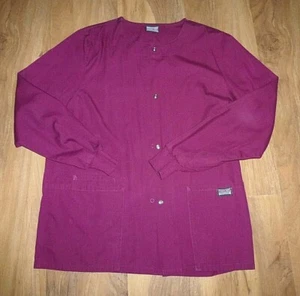 Cherokee Workwear Medical Lab Coat Snap Front Jacket Burgundy Size Small - Picture 1 of 2