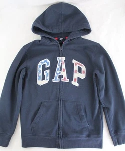 GAP Kid Zip Hooded Sweatshirt Hoodie X-Large 12 Red White Blue Logo - Picture 1 of 7