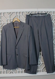 Traje Hickey Freeman Para Hombre 40R Loro Piana Tasmanian Super 130s Gris Carbón 34x29 - Imagen 1 de 22