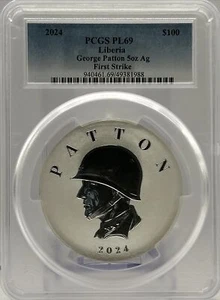 2024 Commander Series 5 oz George Patton Silver Coin PCGS PL69 First Strike - Picture 1 of 4