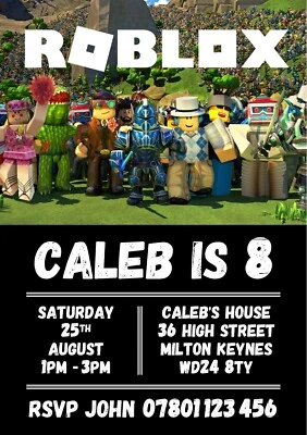 ROBLOX Digital Birthday Party Invitations - Personalised Invite - Image 1 of 4