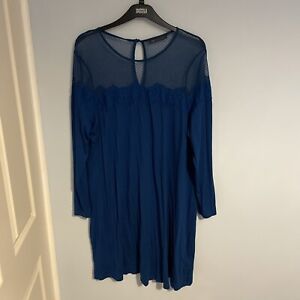 NEW MARKS & SPENCER LONG SLEEVE WAIST SEAM FIT AND FLARE PONTE DRESS BLUE 10-20 