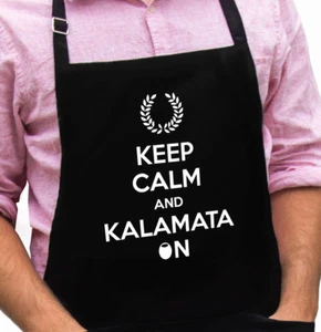 Mantén la calma y Kalamata en divertido delantal de novedad regalo para papá, esposo, día del padre - Imagen 1 de 3