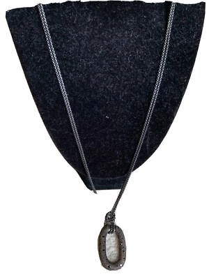 David Yurman Silver Diamond Midnight Melange Pendant Necklace Black Chain 21” - Imagem 1 de 4
