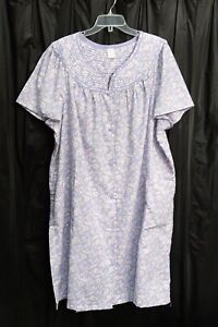 LIGHTWEIGHT PLISSE SNAP FRONT HOUSE DRESS COAT DUSTER NIGHTGOWN ROBE~3X~4X~NEW*
