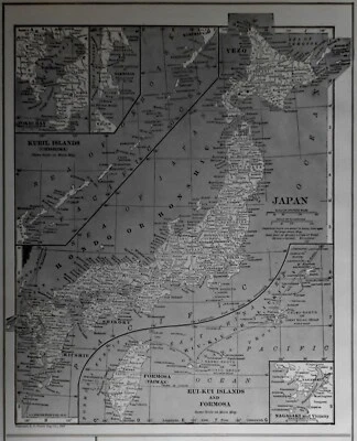 L@@K! Antiguo mapa del Atlas Mundial de la Primera Guerra Mundial de 1917 Japón Islas Kuriles, Formosa, Italia L@@K! Foto 1 de 4