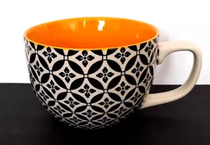 Dowan Coffee Mug 24 oz Large Porcelain Jumbo Soup Mug With Handle Black orange - Picture 1 of 14