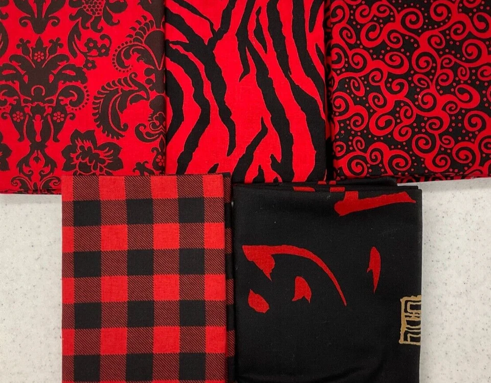 PAQUETE DE 5 CUARTOS GRASOS - FQ1081 - NEGRO Y ROJO Foto 1 de 1