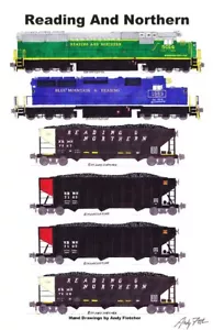 Poster ferroviario Reading & Northern Coal Train 11""x17"" firmato da Andy Fletcher - Foto 1 di 1