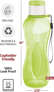 Sports Water Bottle Kids Reusable Leakproof 25 Oz 4-Pack Plastic Wide Mouth L... - Picture 1 of 1