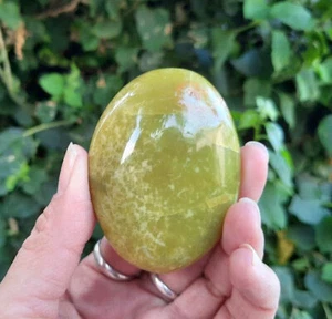 Green Opal Palm Stone, Calming, Heart Healing, Stress Relief, Love, Meditation - Picture 1 of 11