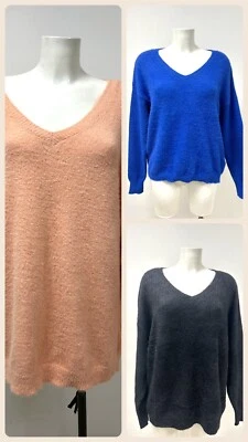 Ex Yours Ladies Fluffy Soft Feel V-Neck Jumper Sizes 16 18 20 22/24 - Image 1 of 4