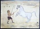 Peinture miniature faite à la main cheval entraîné par un entraîneur Jaipur-peinture scolaire