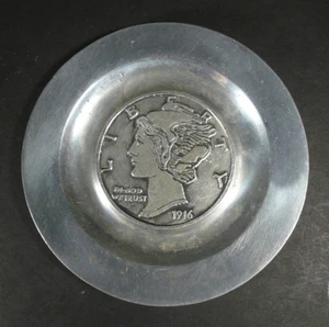 PEWTAREX Pewter Armatale Vintage Style Liberty Dime 5¾" - Picture 1 of 2