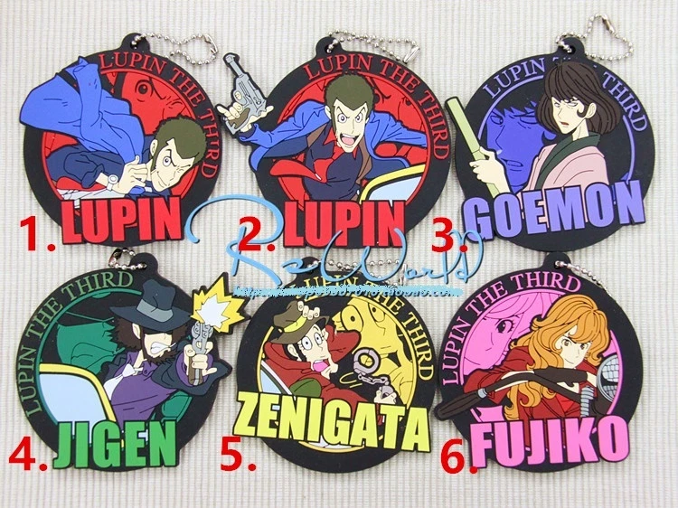 Lupin the 3rd Lupin III Goemon Fujiko Anime Rubber Strap Charm Keychain Gift Big - Image 1 of 1