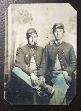 2 Civil War Military Soldiers one With Cigar tintype C002RP