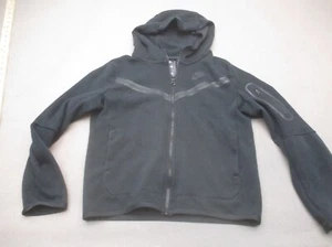 NIKE Size M Boys Black Cotton Blend Full Zip Pocket Hooded Athletic Jacket 195 - Picture 1 of 8