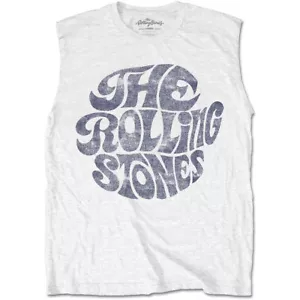 NWT Rolling Stones Unisex Vintage 1970's Cotton Sleeveless Tank Tee Shirt White - Picture 1 of 1