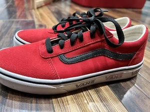 Vans Youth Size 6 Ward Color Red/black With Logo Canvas Skate Shoes - Picture 1 of 8