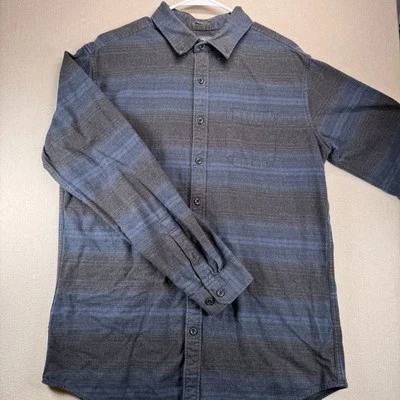 Eddie Bauer Cotton Flannel Shirt Blue Black L Tall Men's Western Plaid Worn Fade - Image 1 of 4